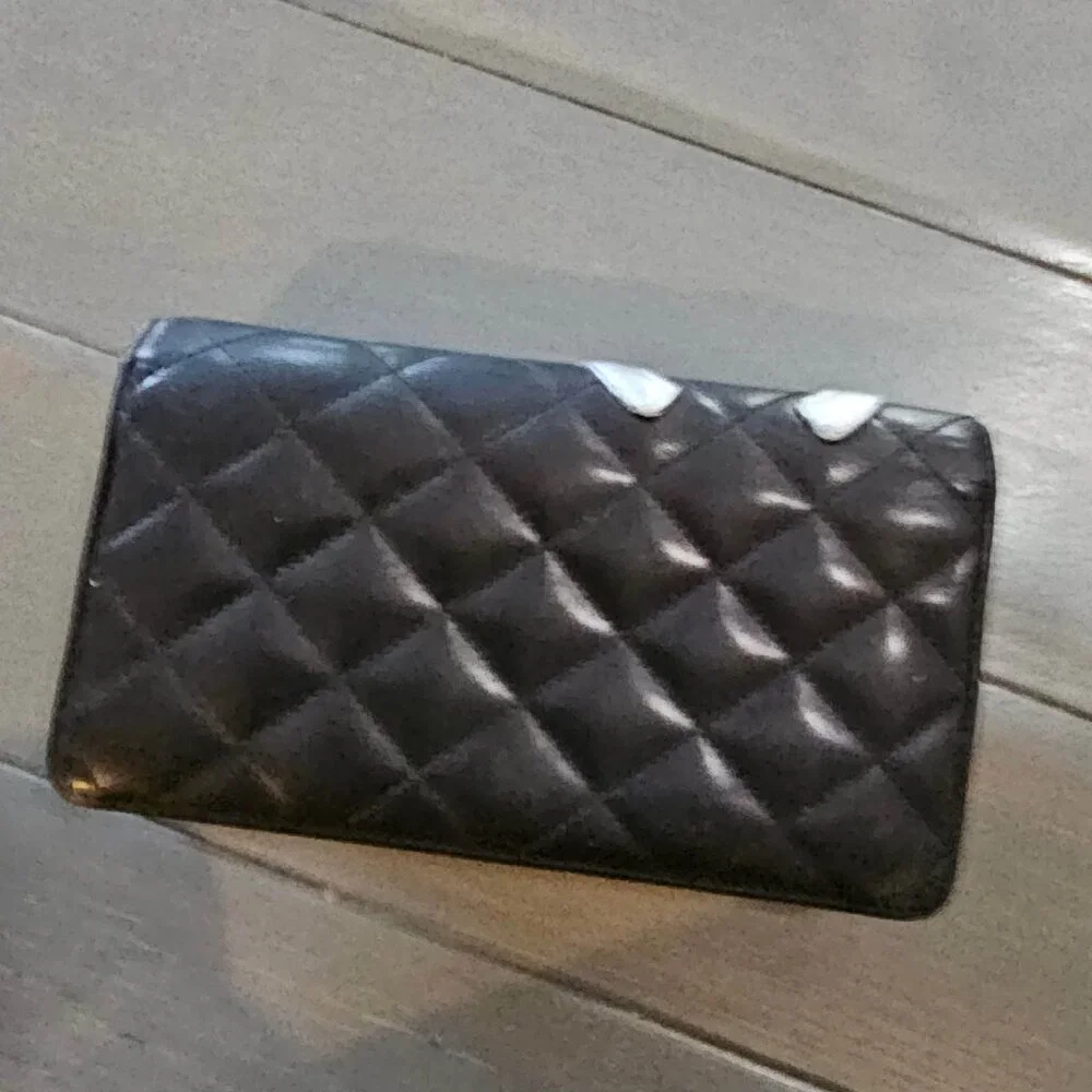 CHANEL Black Calfskin Quilted Cambon  Wallet One Size